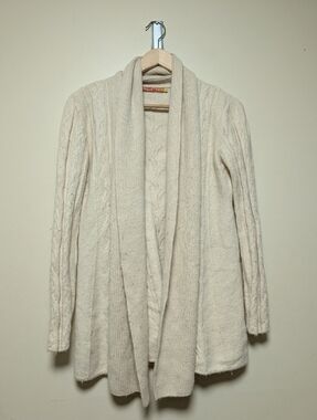 Kuna Baby Alpaca Cardigan Cream Open Front Cable Knit L